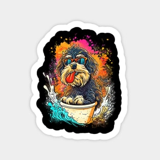 Colourful Cool Golden Doodle Dog with Sunglasses Sticker